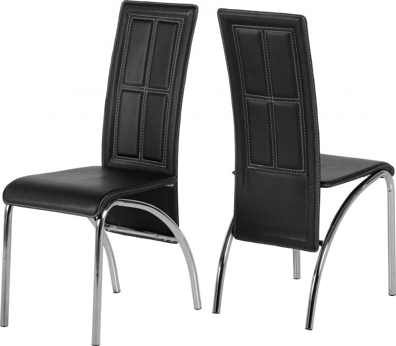 A3 Faux Black Leather Dining Chair Set Of Two